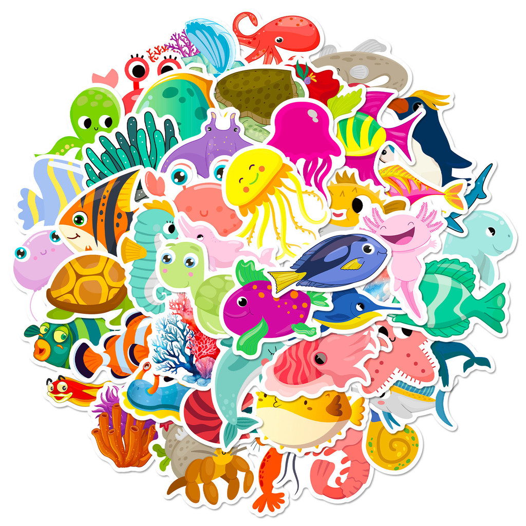 50Pcs Marine Life Stickers Dol - Marine Aquarium & Regional Centre ulasan dan harga
