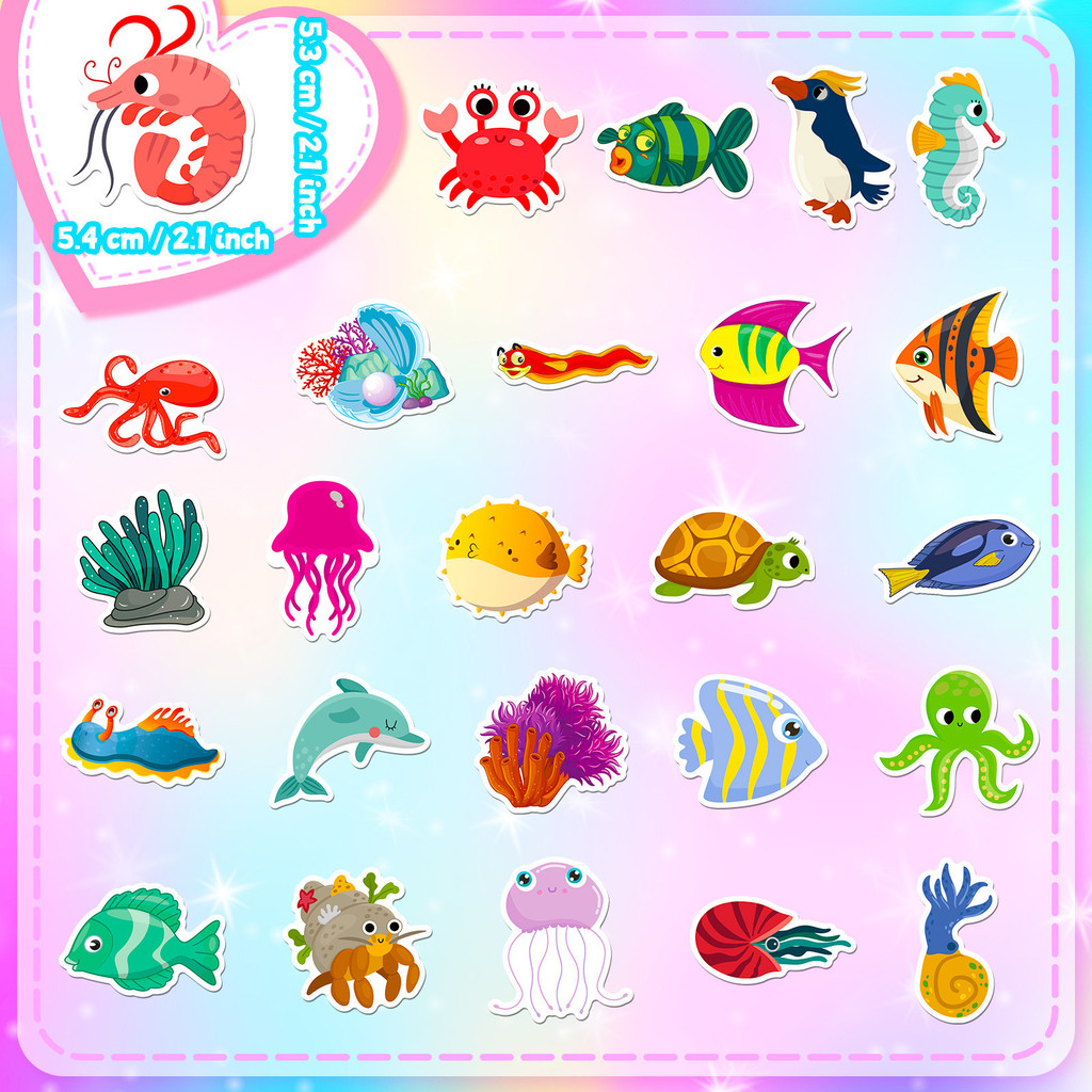 50Pcs Marine Life Stickers Dol - Marine Aquarium & Regional Centre ulasan dan harga